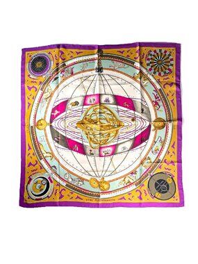 ETRO “Planisphaerivm” Silk Scarf Zodiac Astrology Celestial Armillary Sphere